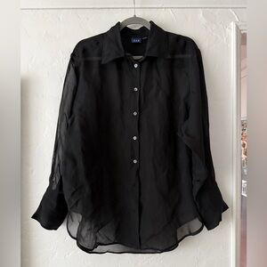 NWOT Gap black organza button down shirt